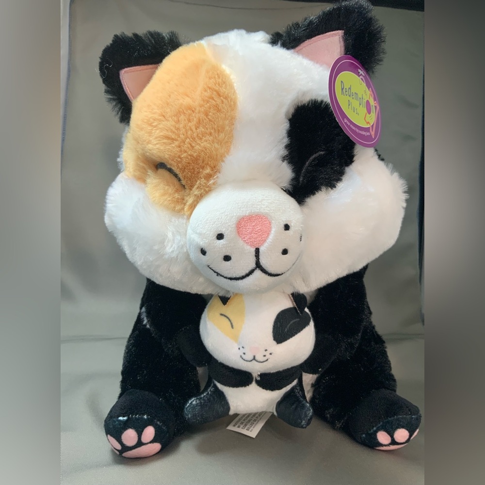 NWT Belly Buddy Cat and Baby Cat Stuffed Animal, Calico Cat